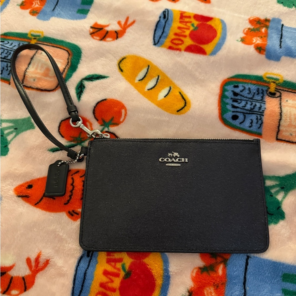 Coach Black Leather Sparkly Wristlet‎ Gorgeous Accessory